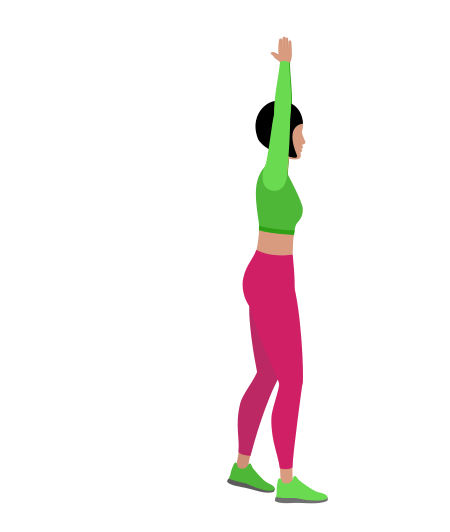 Woman Doing Overhead Reverse Lunges Exercise For Legs
