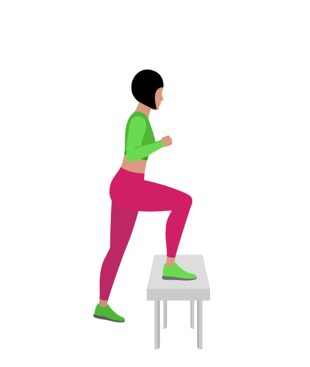 Woman Doing Step Up Exercise For Legs
