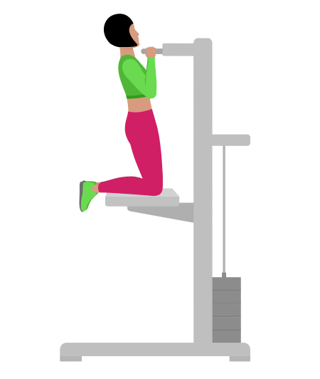 Woman Doing Assisted Parallel Grip Pull Up Exercise For Back