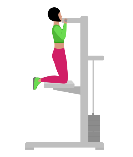 Woman Doing Assisted Pull Up Exercise For Back