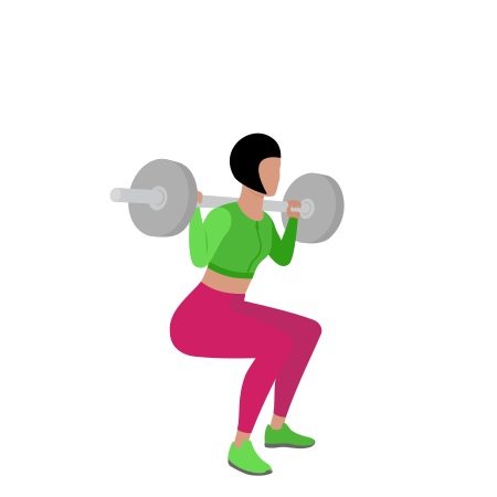 Woman Doing Barbell Back Squat Exercise For Legs