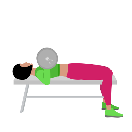 Woman Doing Barbell Bench Press Side View Exercise For Chest