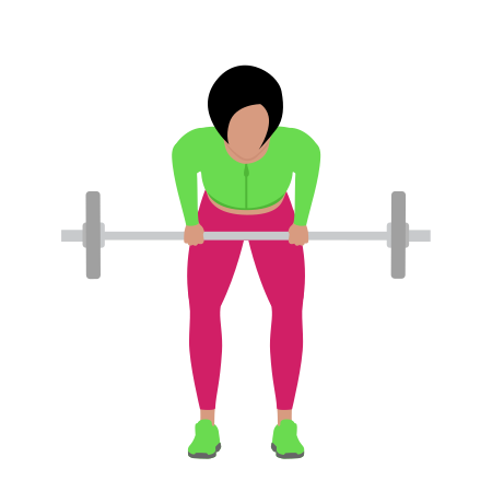 Woman Doing Barbell Bent Over Row Front View Exercise For Back