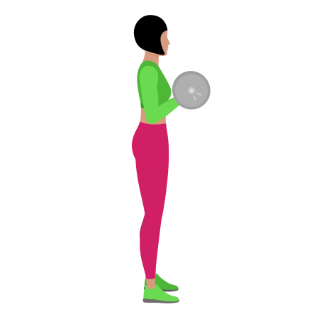 Woman Doing Barbell Bicep Curl Exercise For Arm