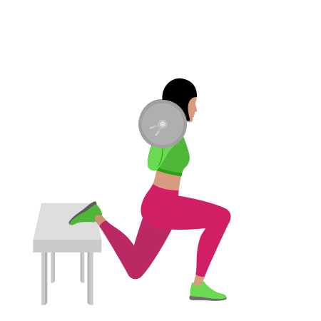 Woman Doing Barbell Bulgarian Split Squat Exercise For Legs