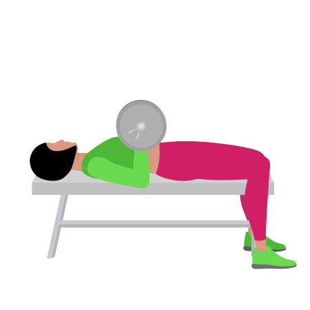 Woman Doing Barbell Close Grip Bench Press Exercise For Chest