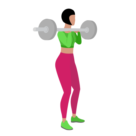 Woman Doing Barbell Front Squat Exercise For Legs