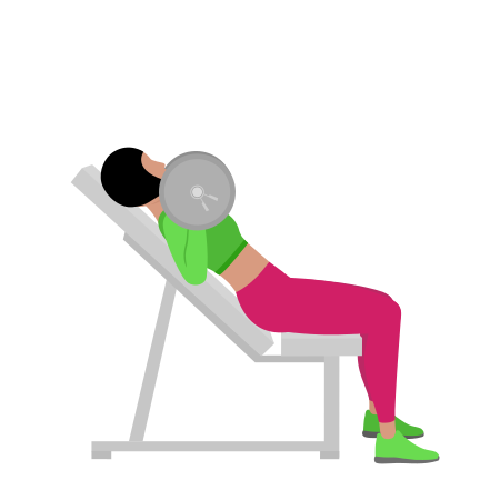 Woman Doing Barbell Incline Bench Press Exercise For Chest