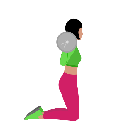 Woman Doing Barbell Kneeling Squat Exercise For Legs