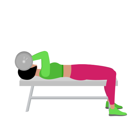 Woman Doing Barbell Lying Tricep Extension Exercise For Arm