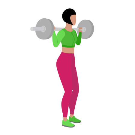 Woman Doing Barbell Narrow Squat Exercise For Legs