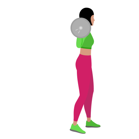 Woman Doing Barbell Right Leg Reverse Lunge Exercise For Legs