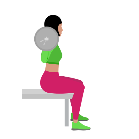 Woman Doing Barbell Seated Good Morning Exercise For Legs