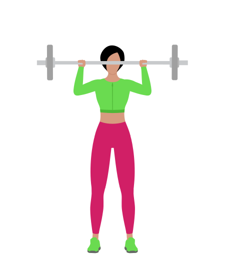 Woman Doing Barbell Standing Shoulders Press Exercise For Shoulders