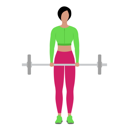 Woman Doing Barbell Standing Shrug Exercise For Back