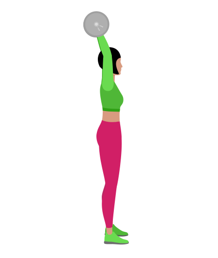 Woman Doing Barbell Standing Tricep Extension Exercise For Arm