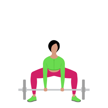 Woman Doing Barbell Sumo Deadlift Exercise For Legs