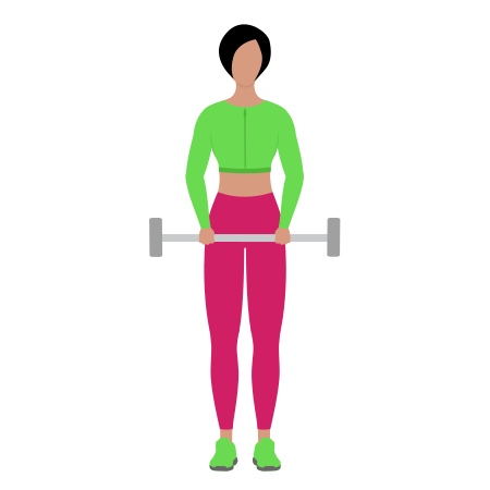 Woman Doing Barbell Upright Row Exercise For Shoulders
