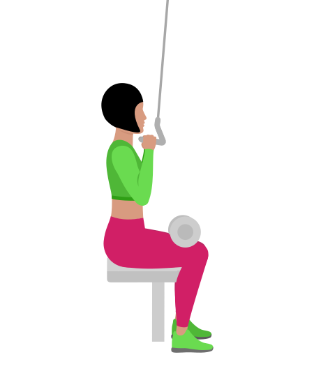 Woman Doing Cable Close Hammer Grip Pulldown Side View Exercise For Back