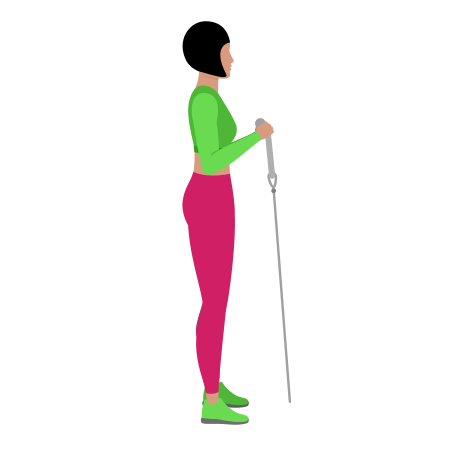 Woman Doing Cable Hammer Rope Curl Exercise For Arm