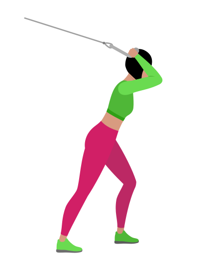 Woman Doing Cable High Pulley Rope Tricep Extension Exercise For Arm
