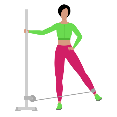 Woman Doing Cable Hip Abduction Exercise For Legs