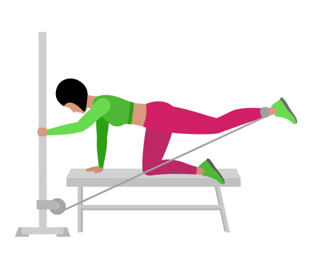 Woman Doing Cable Kneeling Donkey Kickback Exercise For Glute