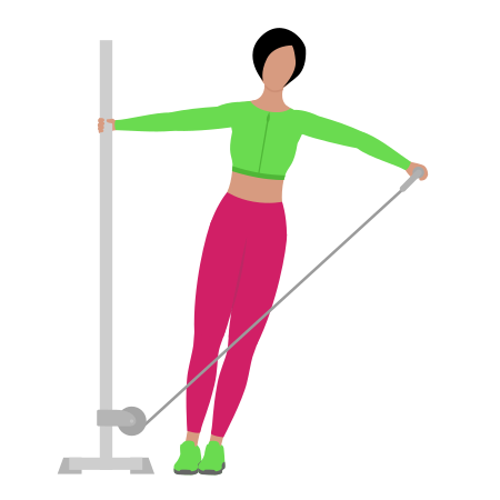 Woman Doing Cable Leaning Lateral Raise Exercise For Shoulders