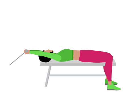 Woman Doing Cable Lying Pullover Exercise For Back And Chest