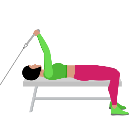 Woman Doing Cable Lying Rope Tricep Extension Exercise For Arm