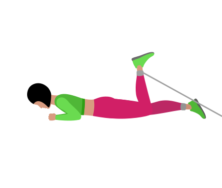 Woman Doing Cable Lying Single Leg Curl Exercise For Legs