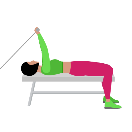 Woman Doing Cable Lying Tricep Extension Exercise For Arm