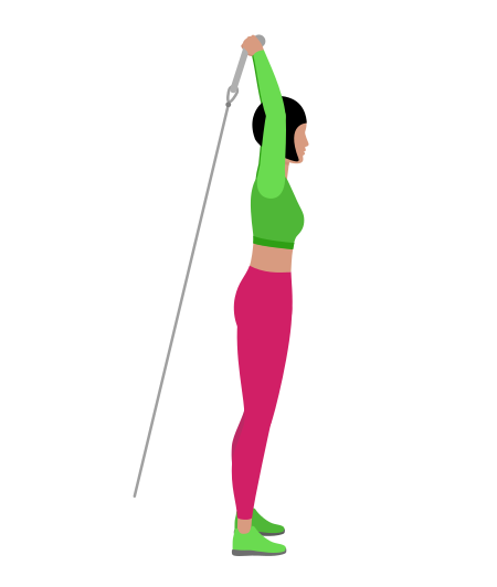 Woman Doing Cable Overhead Tricep Extension Exercise For Arm