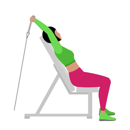 Woman Doing Cable Seated Overhead Rope Tricep Extension Exercise For Arm