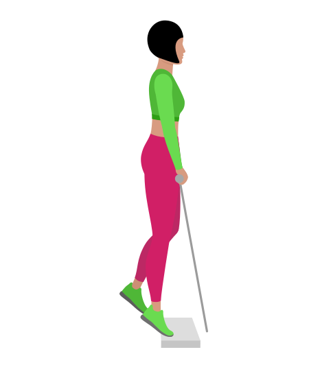 Woman Doing Cable Single Leg Deficit Calf Raise Exercise For Leg