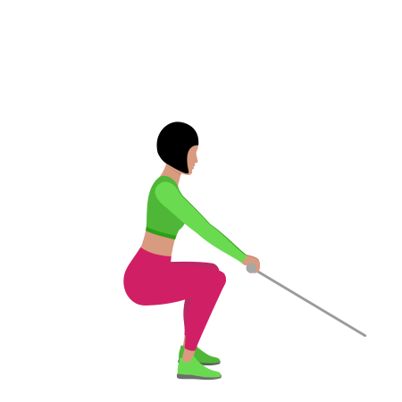 Woman Doing Cable Squat Exercise For Legs