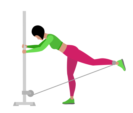 Woman Doing Cable Standing Donkey Kickback Exercise For Glute