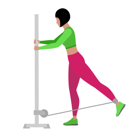 Woman Doing Cable Standing Glute Kickback Exercise For Glute