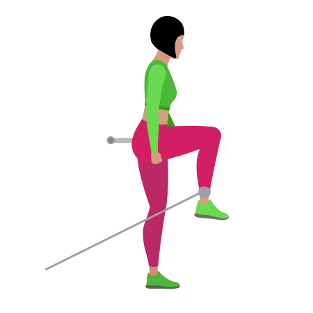 Woman Doing Cable Standing Hip Flexion Exercise For Legs