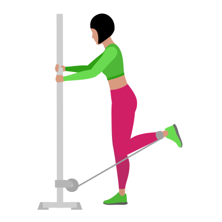 Woman Doing Cable Standing Leg Curl Exercise For Legs