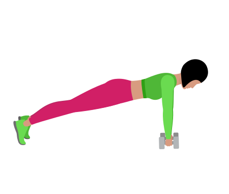 Woman Doing Dumbbell Alternating Renegade Row Exercise For Back