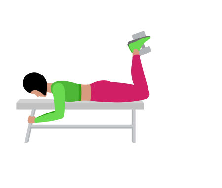 Woman Doing Dumbbell Bench Lying Leg Curl Exercise For Legs