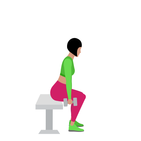 Woman Doing Dumbbell Bench Squat Exercise For Legs