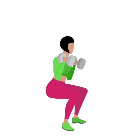 Woman Doing Dumbbell Front Squat Exercise For Legs