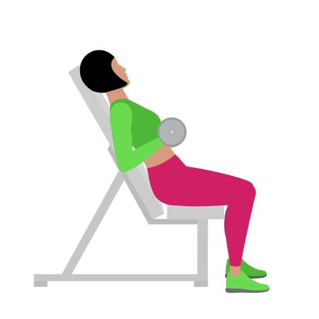 Woman Doing Dumbbell Incline Bicep Curl Exercise For Arm