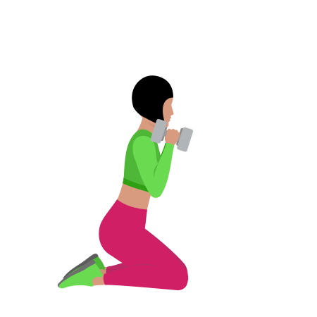 Woman Doing Dumbbell Kneeling Squat Exercise For Legs