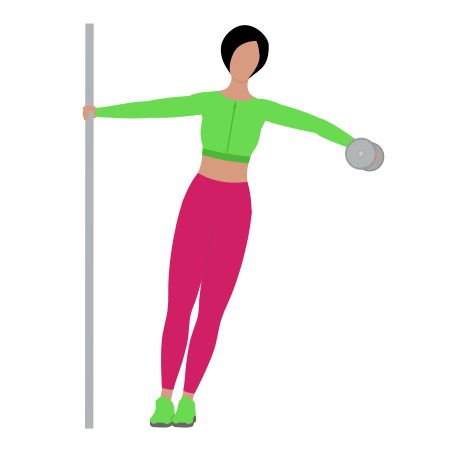 Woman Doing Dumbbell Leaning Lateral Raise Exercise For Shoulders