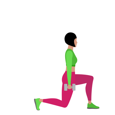 Woman Doing Dumbbell Left Leg Forward Lunge Exercise For Legs