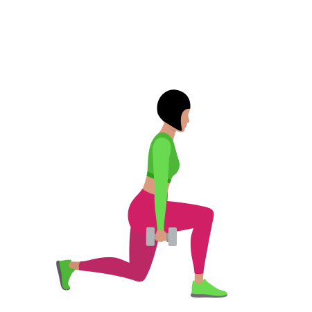 Woman Doing Dumbbell Left Leg Reverse Lunge Exercise For Legs