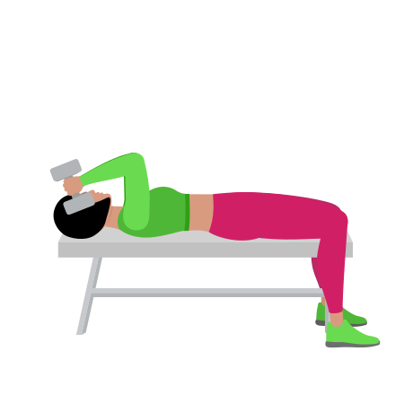 Woman Doing Dumbbell Lying Tricep Extension Exercise For Tricep